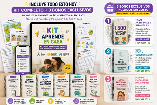 KIT APRENDE EN CASA + 3 BONOS DE REGALO